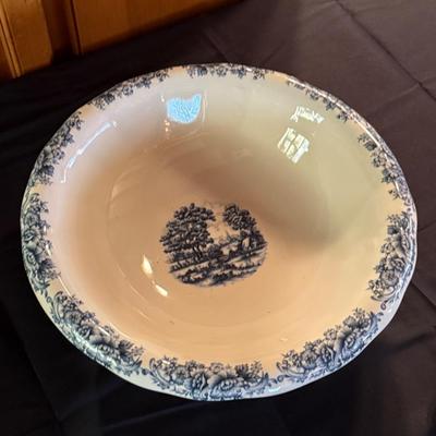 Blue & White Porcelain Wash Bowl & Pitcher