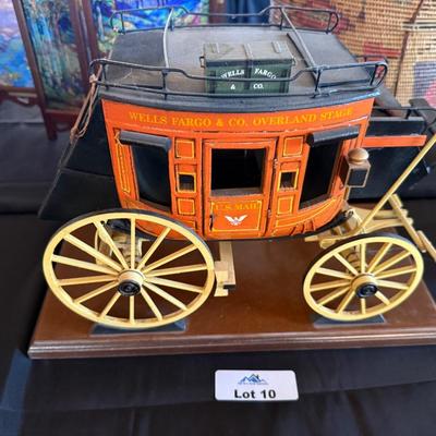 Wells Fargo Stagecoach by Oscar M. Cortes 2007 on wood base