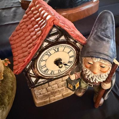 Hummel Cottage House Clock w/paperwork & Gnome Clock