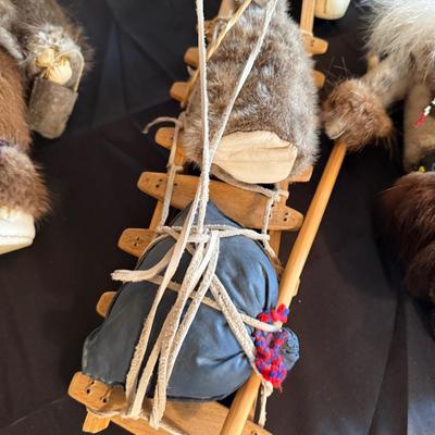 Collection of Native Eskimo Dolls & Sled