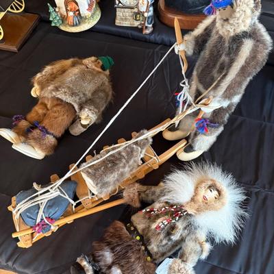 Collection of Native Eskimo Dolls & Sled