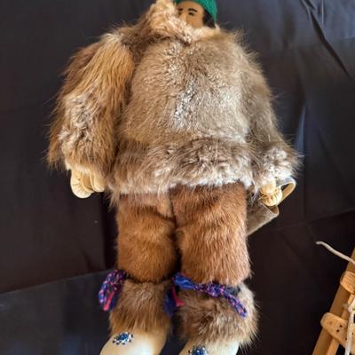 Collection of Native Eskimo Dolls & Sled