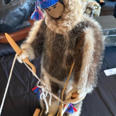 Collection of Native Eskimo Dolls & Sled