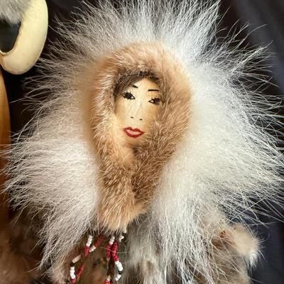 Collection of Native Eskimo Dolls & Sled