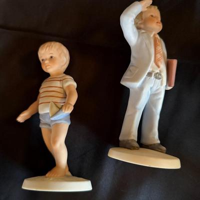 Norman Rockwell & Frances Hook porcelain pieces - 6 Total inc. 2 Gorham "Tackled" figures