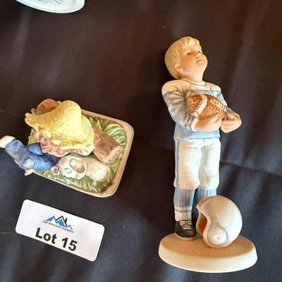Norman Rockwell & Frances Hook porcelain pieces - 6 Total inc. 2 Gorham "Tackled" figures