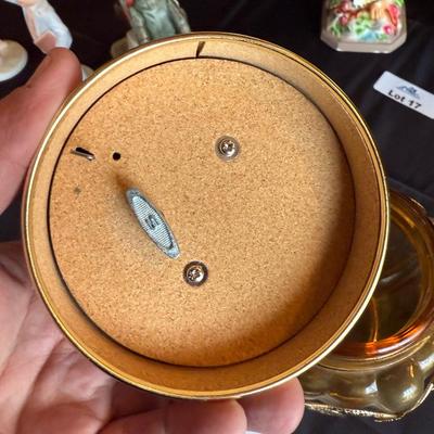 Schmid Brothers Inc. Amber Glass Decanter/Candy Jar/Music Box