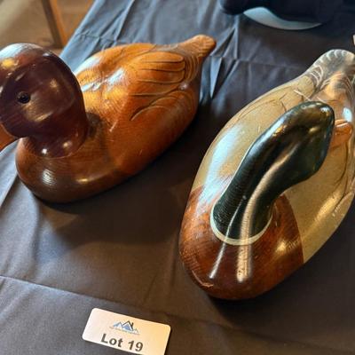 2 Wooden Carved Ducks by Craig Fellows Big Sky Carvers