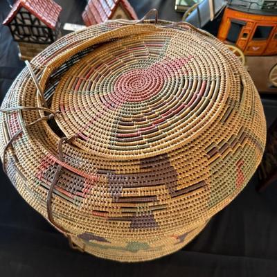 Large Native Indian Basket with lid & straps