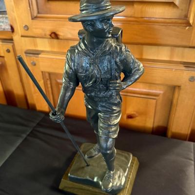 Molded Boy Scout hiking figure on stand