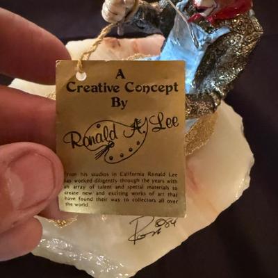 Ron Lee signed and dated fishing clown on stone