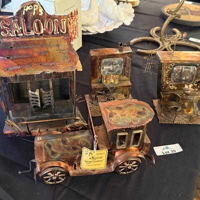 Set of 4 Copper pieces - 3 are music boxes