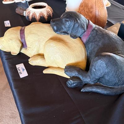 Snuggly Siblings Dog statue by Big Sky Carvers