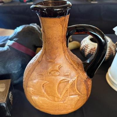 Vintage leather wrapped nautical themed bottle/pitcher