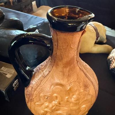Vintage leather wrapped nautical themed bottle/pitcher