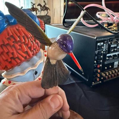 William Vrooman Hummingbird in flight Wood carving