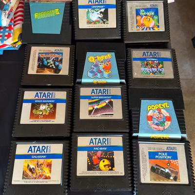 12 Atari 5200 Video Games as shown - Pac Man/Ms Pac Man/Frogger/Galaxian & more