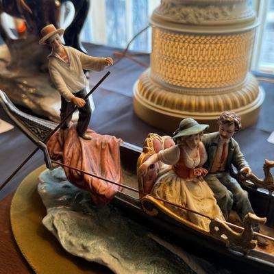 Large Capodimonte Venice Gondola Boat Scene on base #342 of 1000