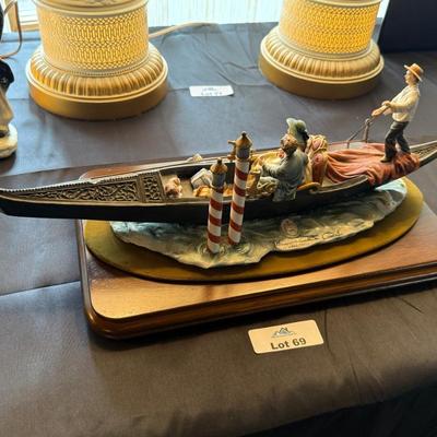 Large Capodimonte Venice Gondola Boat Scene on base #342 of 1000