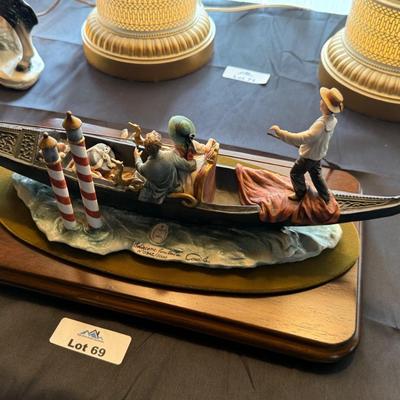Large Capodimonte Venice Gondola Boat Scene on base #342 of 1000