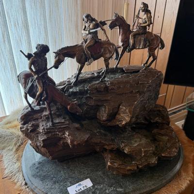 Large Bronze fountain inspired by Charles Russell “Indian Scouting Party"