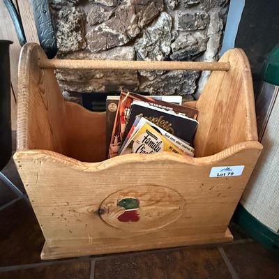 Wood Magazine Rack with Duck Image / Vintage Magazines
