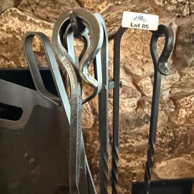 Cast Iron Fireplace Tools & Ornate Bellows