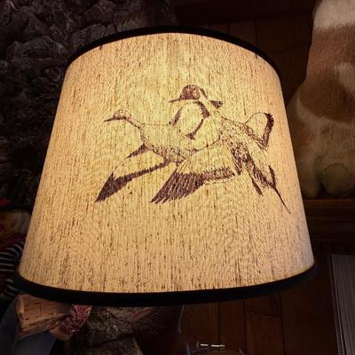Vintage Carved Duck & Rifle Stock 3 Way Lamp
