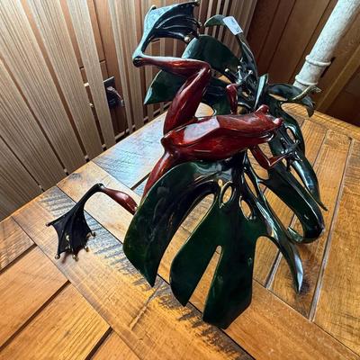 Tim Cotterill "Frogman" Large Bronze Frog on Leaf titled "Prowler" - 21” approx.