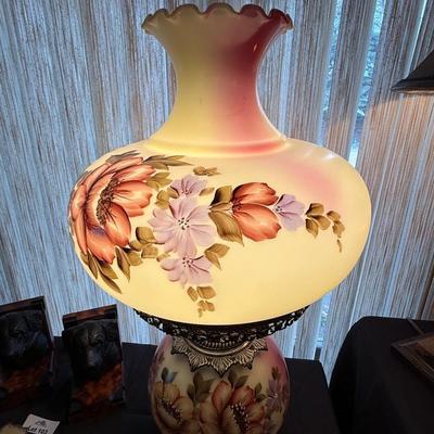 Vintage Floral 2 bulb Globe Lamp - 28”t