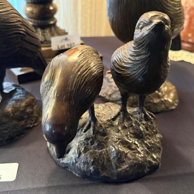 Family of Brass Quail - 3 pieces total w/4 total Quail
