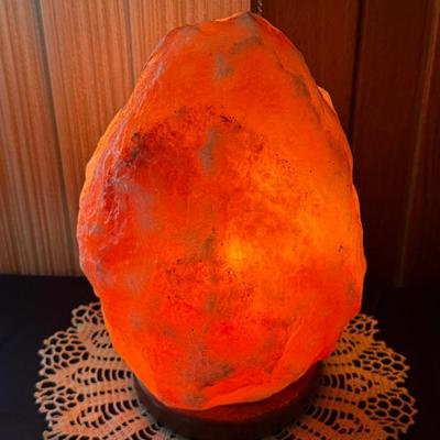 Himalayan large salt lamp on wood base