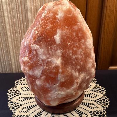 Himalayan large salt lamp on wood base