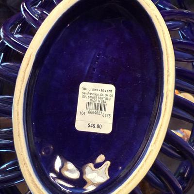 Pair of William Sonoma Ceramic Baskets - Blue & Green