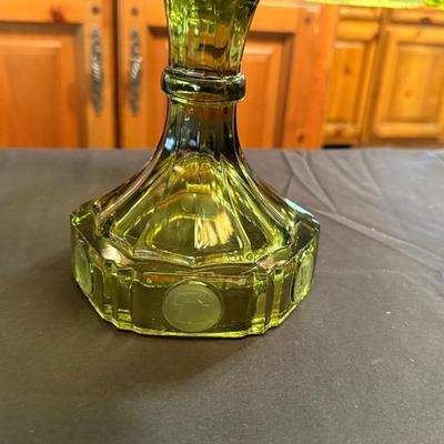 Vintage Green Glass pedestal Cake Stand/Serving Tray
