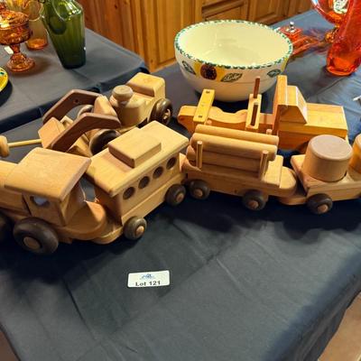 Vintage Wood hand made Toy Train & Tractor - toys