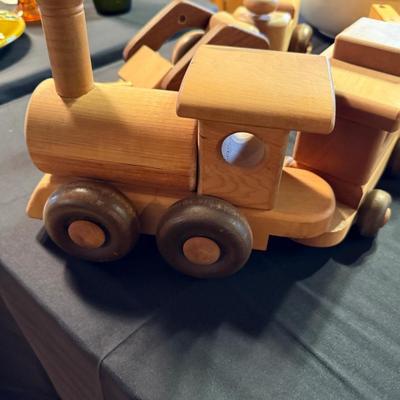 Vintage Wood hand made Toy Train & Tractor - toys