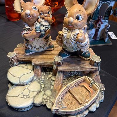 3 Pc Pendelfin Ceramic Rabbit Scene