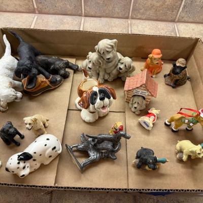 Box of over 15 collectible small dog figures