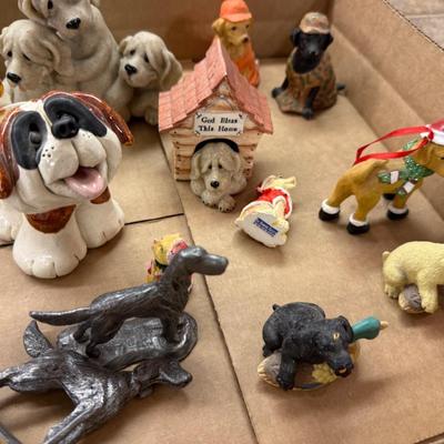 Box of over 15 collectible small dog figures
