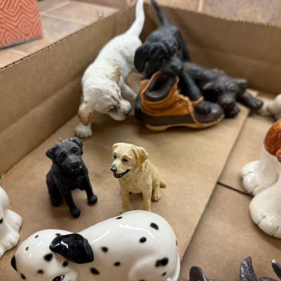 Box of over 15 collectible small dog figures