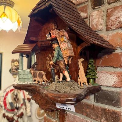 Ornate German Made Wooden Cuckoo Clock - Works
