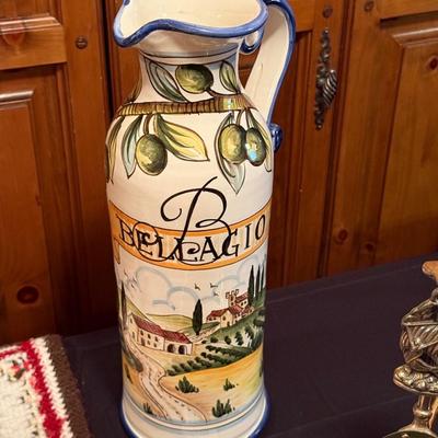 Ceramic Italian Made Vase/Jug with Bellagio on face