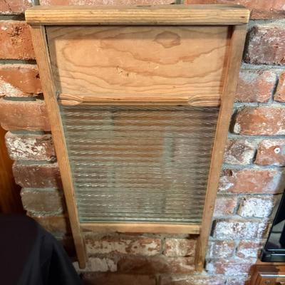 Vintage Wood & Glass Washboard
