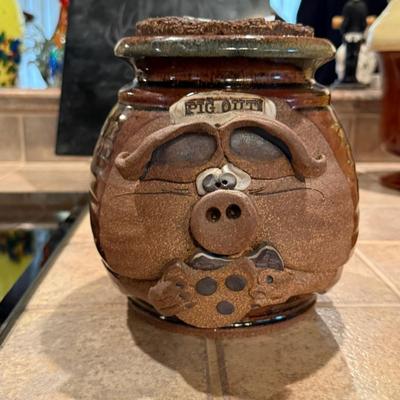 Pig Out ceramic cookie jar