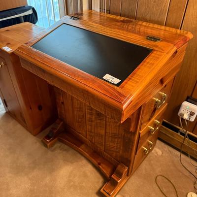 Solid wood children’s lift top writing desk w/6 drawers