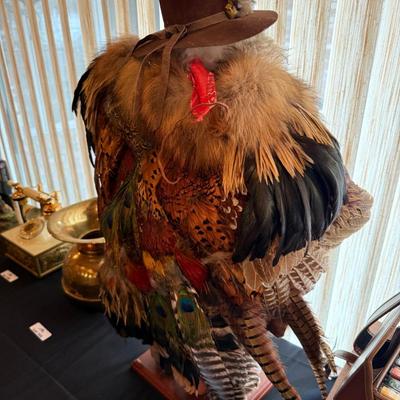 Western Mountain Man Santa Figure 31”t leather/feathers with C.O.A.