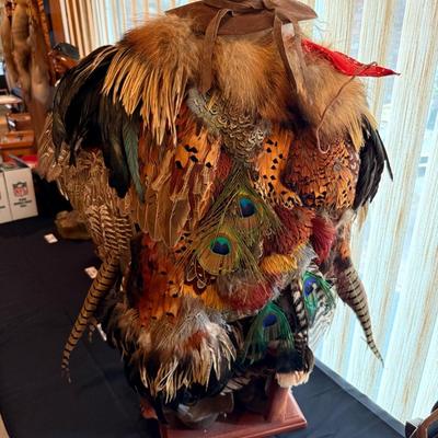 Western Mountain Man Santa Figure 31”t leather/feathers with C.O.A.