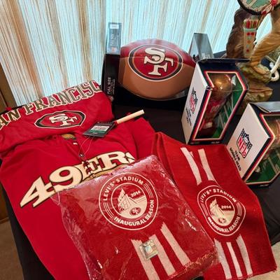 Collection of San Francisco 49ers Gear - New pieces - Ball/Bobbleheads/shirt/towel
