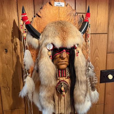 Indian Warrior Chief on Wood wall decoration/mounting piece